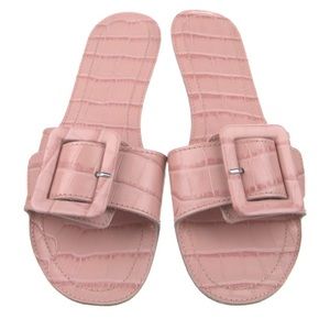 Definery pink leather slides size 8
